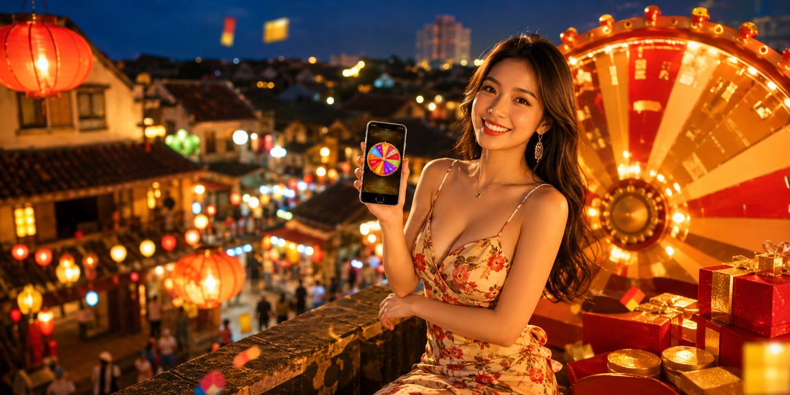 Không khí giải trí và roulette tại chợ đêm Hội An với đèn lồng đặc trưng