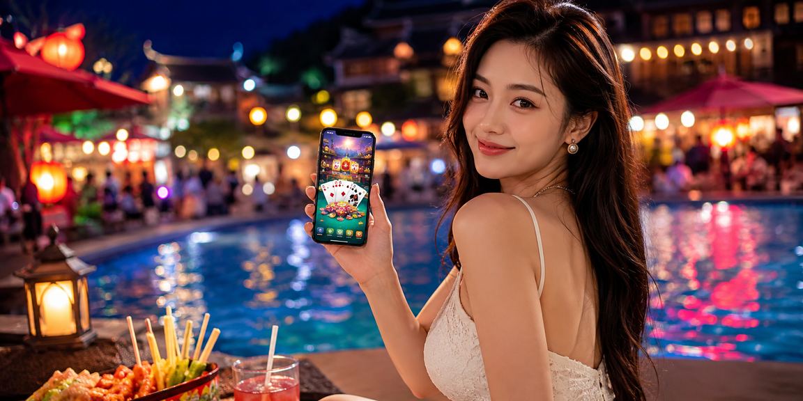 Người dùng tại chợ đêm Sa Pa tham gia game bài và giải trí trực tuyến qua điện thoại